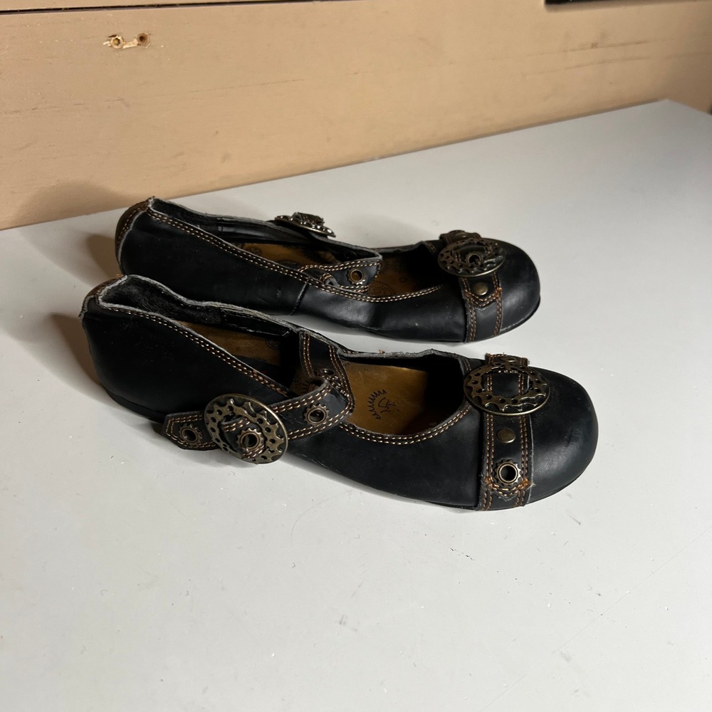 Demonia Daisy-09 Steampunk Mary Jane Flats Black Gear Buckle Grommet Shoes